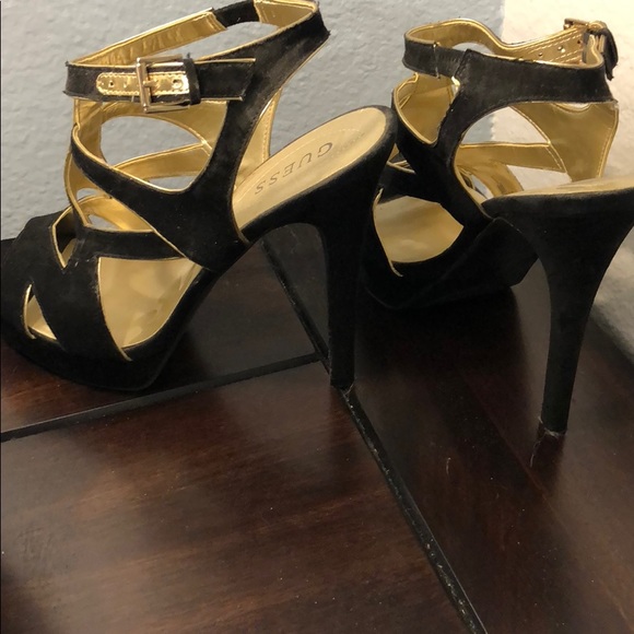GUESS black and gold suede platform - Picture 2 of 5